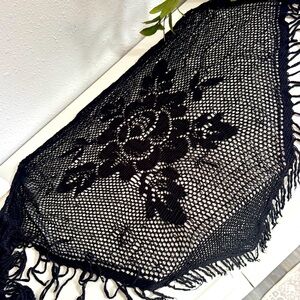 Black Floral Lace Scarf